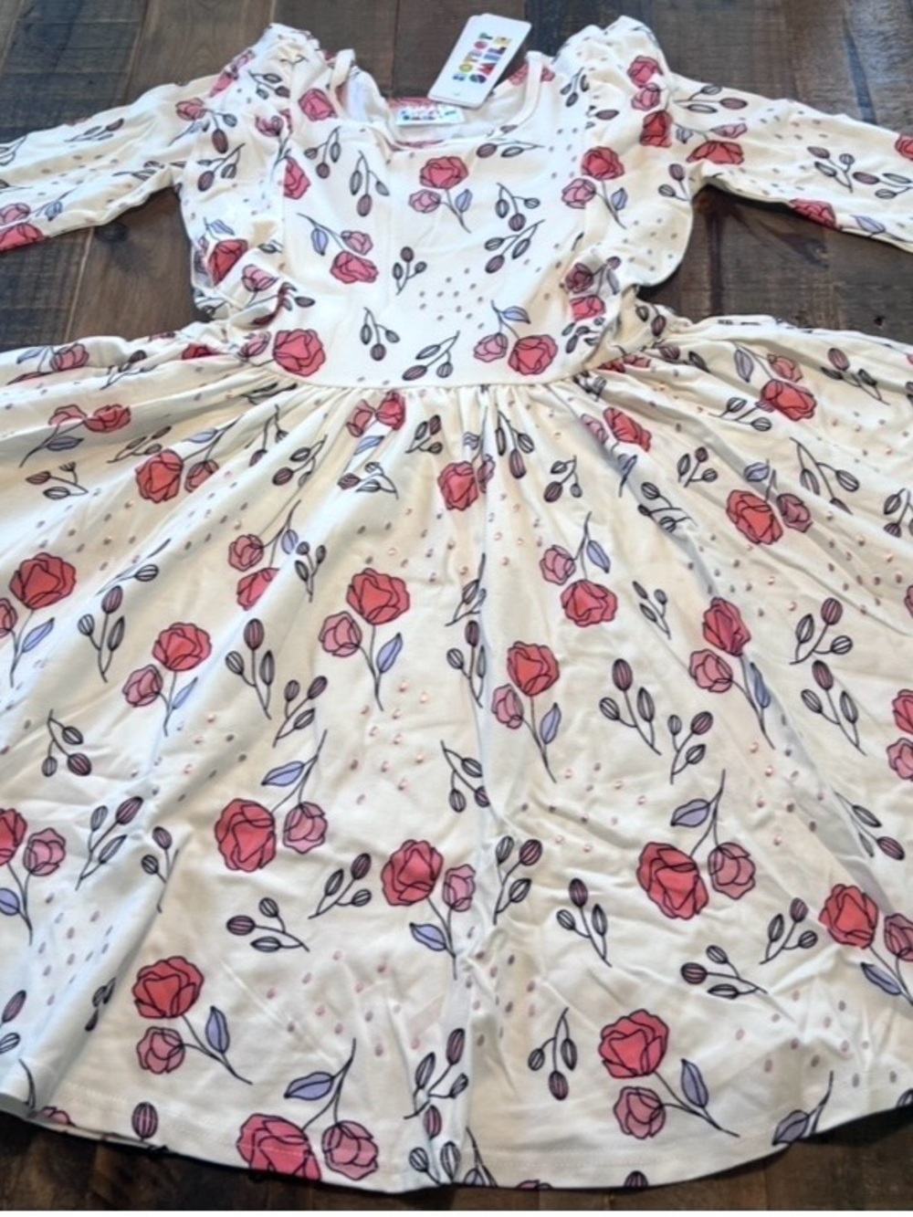 Dot Dot Smile size 8/10 girls rose Ruffle twirl dress new